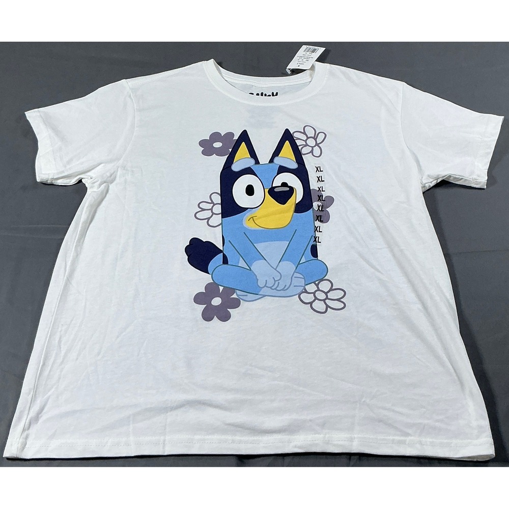 Bluey Graphic T-Shirt White‎ Floral Juniors XL New With Tags BBLU0E3WSC3A